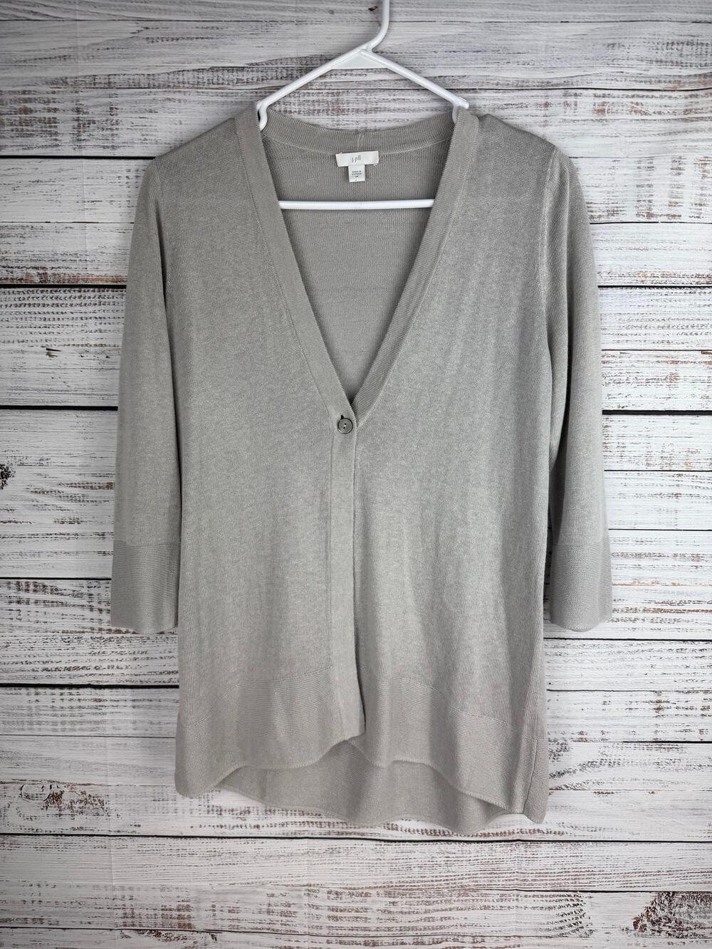 J. Jill Gray Button Front Cardigan Linen XSmall Lightweight Coastal Neutral